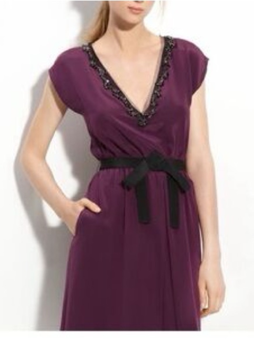 Robert Rodriquez Embellished Silk Purple Dress